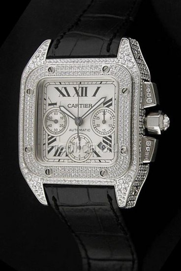 Cartier Santos 100 Chronograph Diamonds Swiss replica
