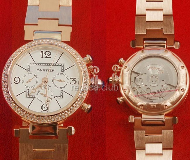 Cartier Pasha Datograph Diamonds Replica Watch #3
