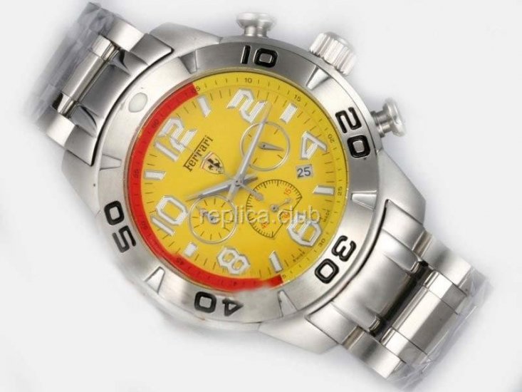 Ferrari Replica Uhr Arbeiten Chronograph Gelbes Zifferblatt - BWS0343