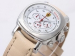 Ferrari Replica Uhr Arbeiten Chronograph Quarz-weißes Zifferblatt und Lederband-Neue Version - BWS0328