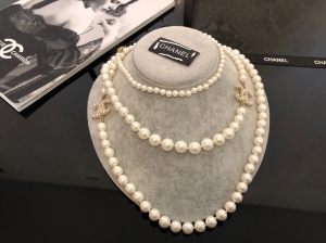 Chanel White Diamond Pearl Necklace Replica #12