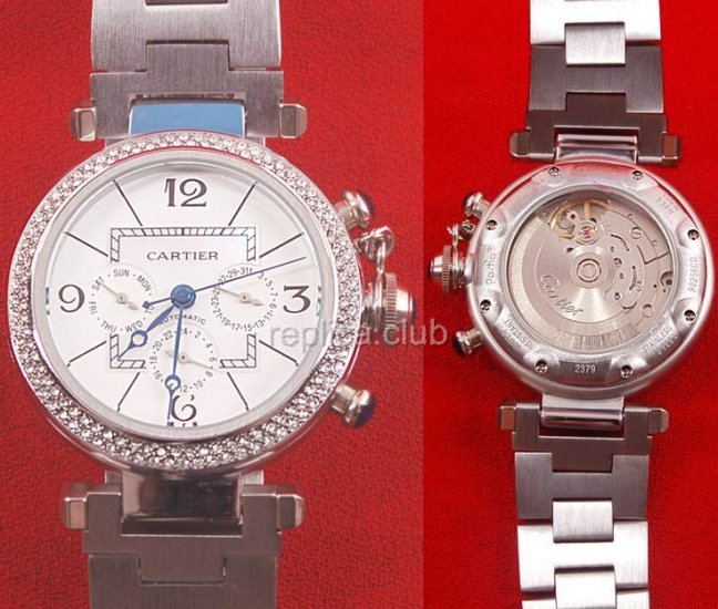 Cartier Pasha Datograph Diamonds Replica Watch #4