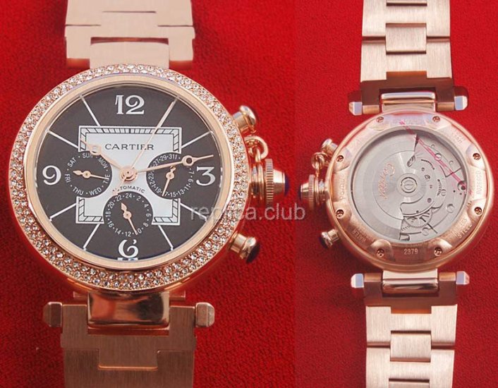 Cartier Pasha Datograph Diamonds Replica Watch #2