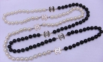 Chanel White/Black Pearl Necklace Replica #1