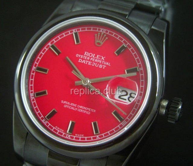 Rolex Datejust Red Dial Swiss Replica Watch