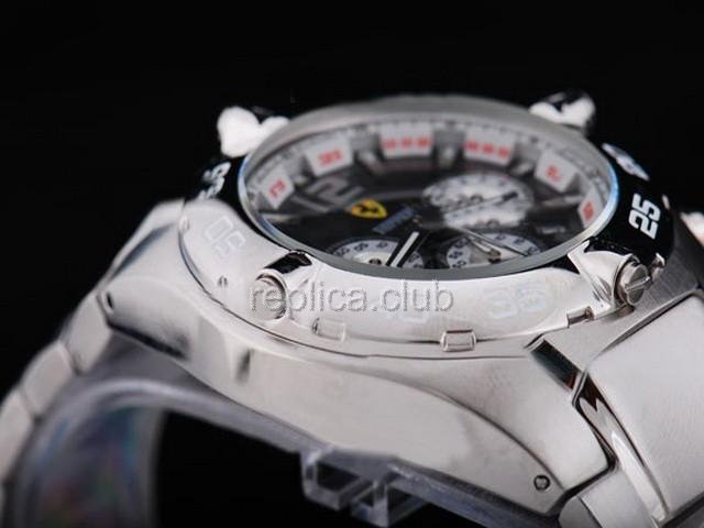 Replica Ferrari Watch Working Chronograph Quartz Movement Black Dial and Ssband Strap - BWS0353