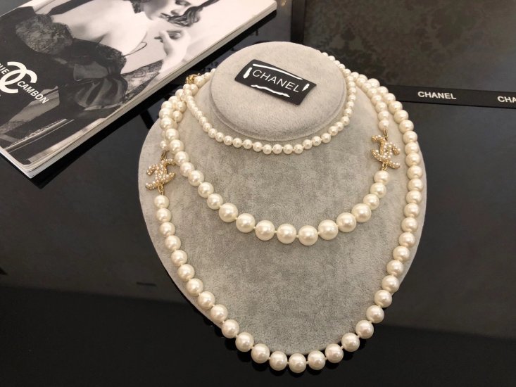 Chanel Diamante Blanco Réplica collar de perlas #12