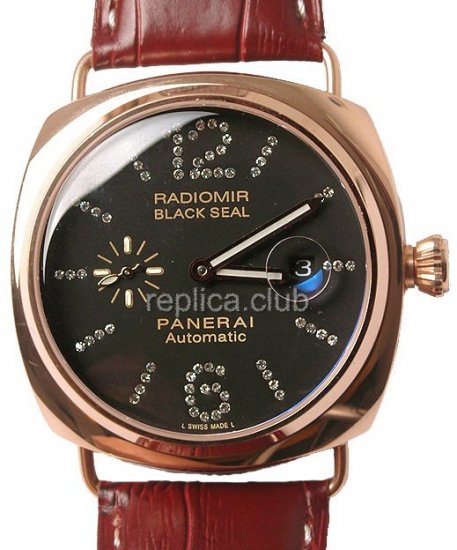 Officine Panerai Diamantes Negro sello de edición limitada replicas relojes #1