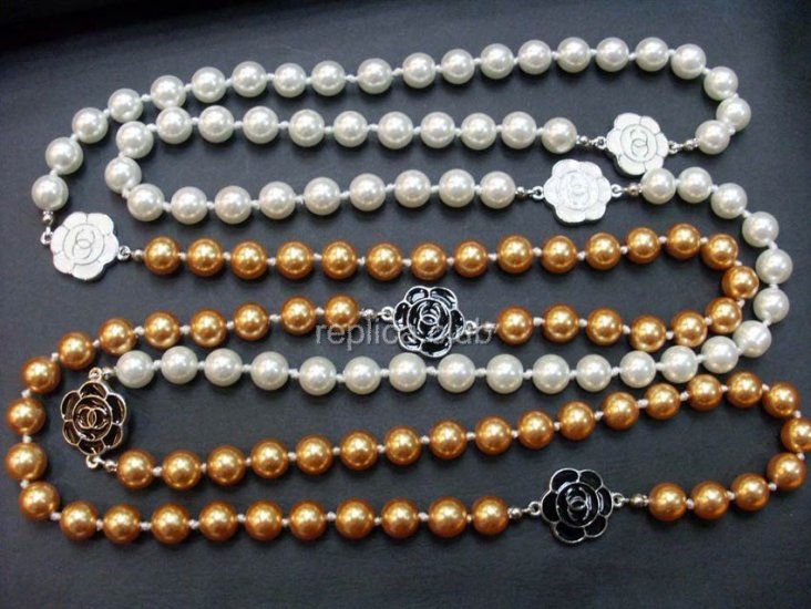 Chanel Blanco / Oro Replica collar de perlas