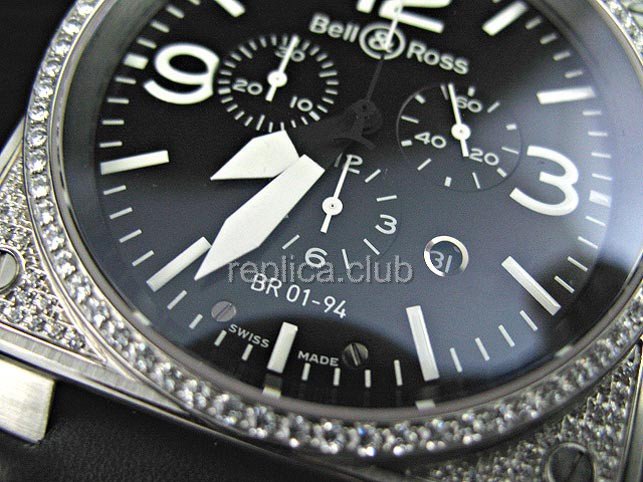 Bell y Ross BR01 Instrumento-94 Cronograph Diamantes Suiza seno del movimiento