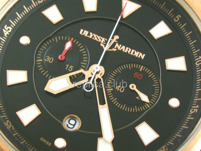 Ediciones limitadas Ulysse Nardin Maxi Sello Azul Marino Cronógrafo replicas relojes #3