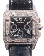 Cartier Santos Replica Watch Datograph Diamonds #2