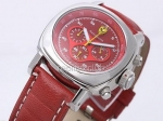 Réplique Ferrari Montre chronographe de travail Quartz Rouge cadran et bracelet en cuir rouge-Nouvelle Version - BWS0325