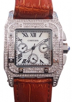 Cartier Santos Replica Watch Datograph Diamonds #1