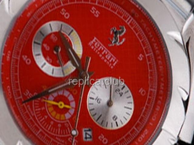 Réplique Ferrari Montre chronographe de travail complet Boîtier en acier inoxydable avec lunette et Blanc Red Dial-Sm - BWS0347