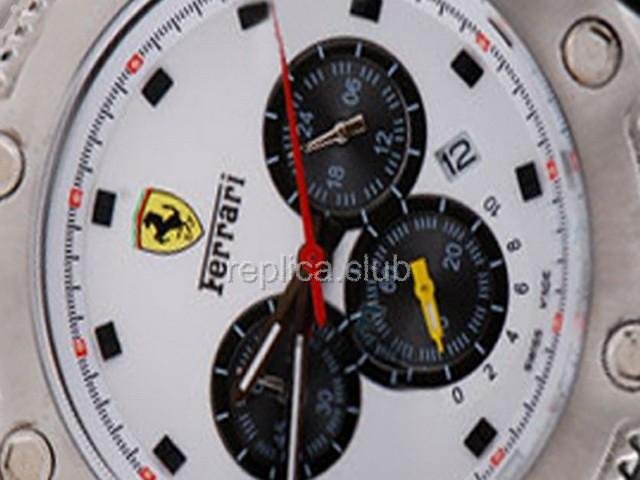 Chronographe de travail complet en acier inoxydable Replica Ferrari Montre avec White lunette et cadran blanc-- BWS0350