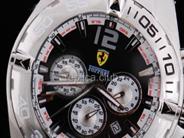 Réplique Ferrari Montre chronographe de travail Mouvement Quartz cadran noir et Ssband Strap - BWS0353
