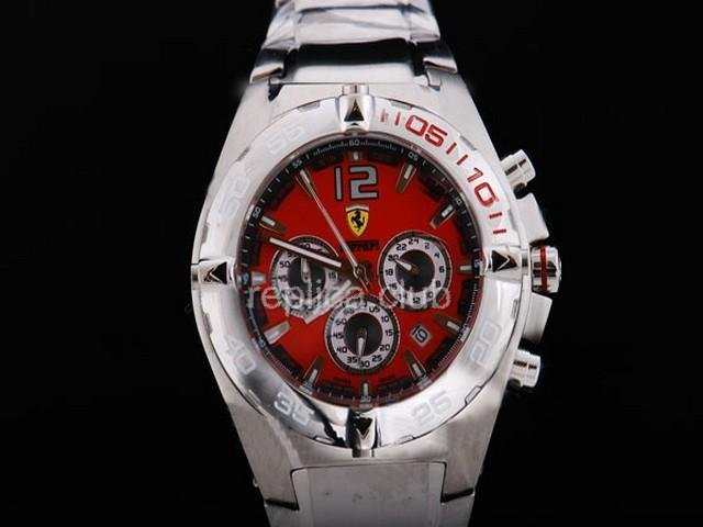 Dial réplique Ferrari Montre chronographe de travail de mouvement de quartz rouge et ssband Strap - BWS0357