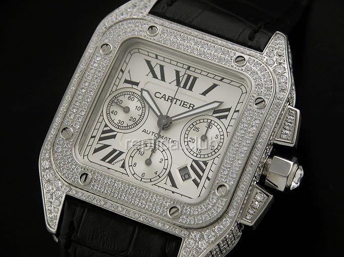 Cartier Santos 100 Chronograph Diamonds Replik Schweizer