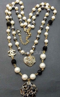 Chanel Diamond White Pearl Necklace Replica #6