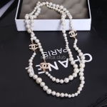 Chanel Diamond White Pearl Necklace Replica #11