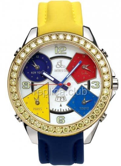 ジェイコブ＆カンパニー5タイムゾーンフルサイズのレプリカ時計 #1