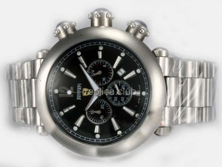 Ferrari Replica Uhr Arbeiten Chronograph Schwarzes Zifferblatt - BWS0337