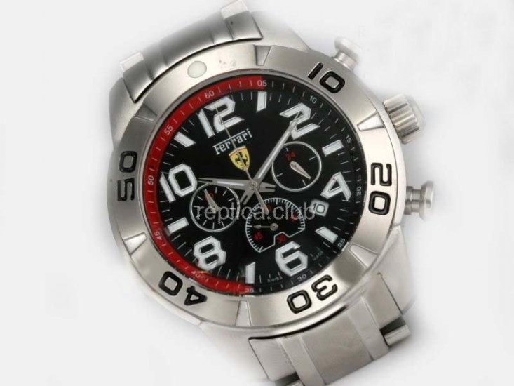 Ferrari Replica Uhr Arbeiten Chronograph Schwarzes Zifferblatt - BWS0346