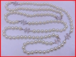 Chanel Diamond White Pearl Necklace Replica #1