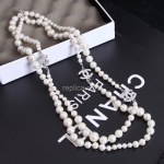 Chanel White Diamond Pearl Necklace Replica #10