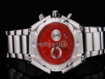 Réplique Ferrari Montre chronographe de travail complet Boîtier en acier inoxydable avec lunette et Blanc Red Dial-Sm - BWS0347