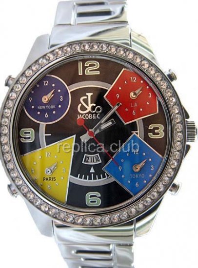 Jacob & Co Five Time Zone Full Size-, Stahl-Armband Replica Watch #9