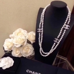 Chanel Diamond White Pearl Necklace Replica #1