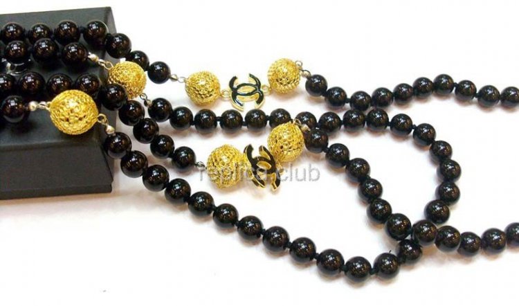 Chanel Black Pearl Necklace Replica #1