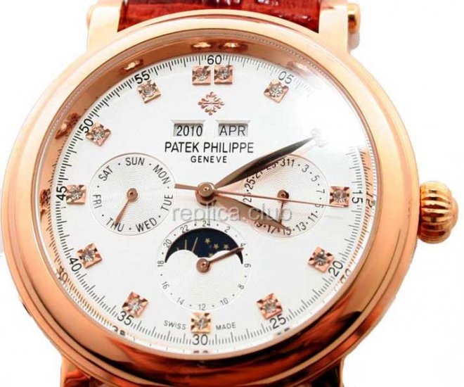 Patek Philippe Perpetual Calendar Diamonds Replica Watch #2