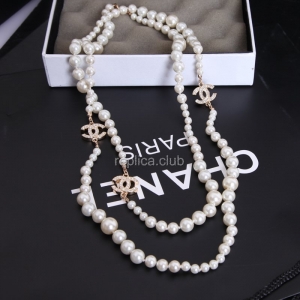Chanel White Diamond Pearl Necklace Replica #11