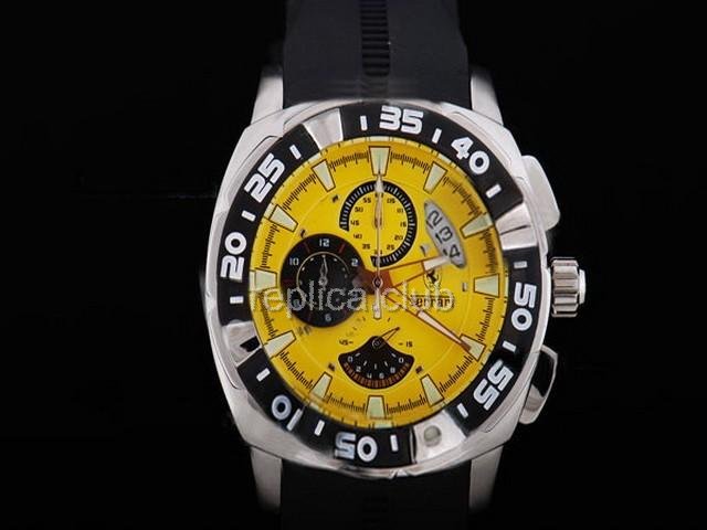 Replica Ferrari Watch Working Chronograph Black Graduated Bezel and Yellow Dial-Small Calendar and R - BWS0336