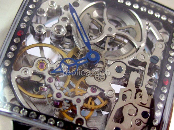 Patek Philippe Sceleton Square Dial Diamonds Replica Watch