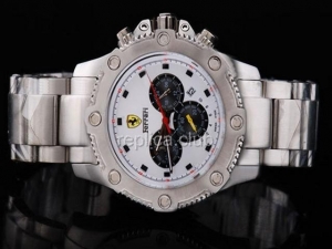 Caso De Trabajo Cronógrafo Completa de acero inoxidable Replica Ferrari Reloj con bisel blanco y esfera blanca - BWS0350