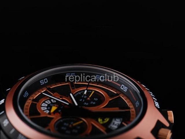 Replica Ferrari reloj cronógrafo de Trabajo Completo Con PVD Bisel De Oro Rosa y Negro Dial-Pequeño Calenda - BWS0344