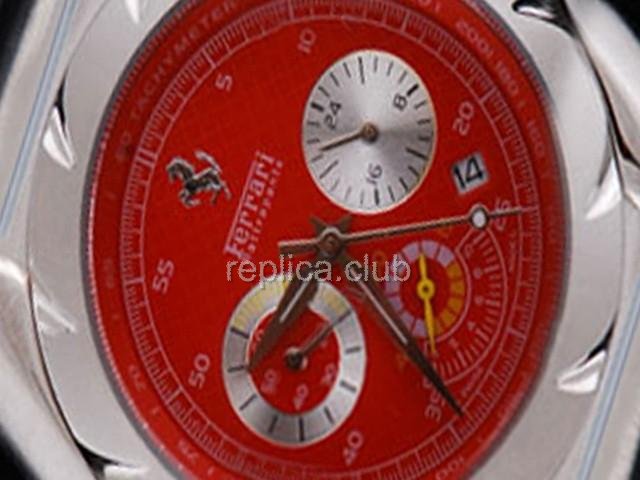 Replica Ferrari reloj cronógrafo de Trabajo completa caja de acero inoxidable con bisel blanco y rojo Dial-Sm - BWS0347