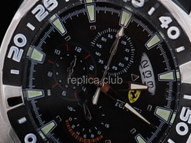 Replica Ferrari reloj cronógrafo de Trabajo Movimiento de cuarzo Negro Graduado Bisel y Negro Dial-Small - BWS0355