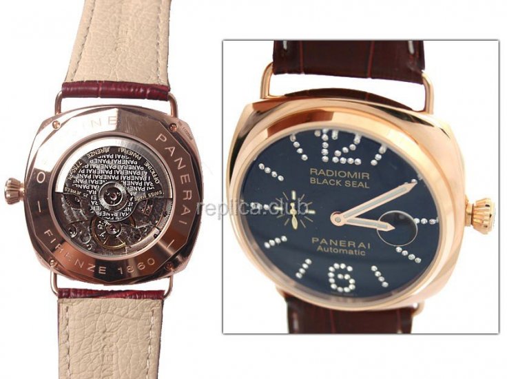 Officine Panerai Diamonds Seal Black Watch Limited Edition Replica #1