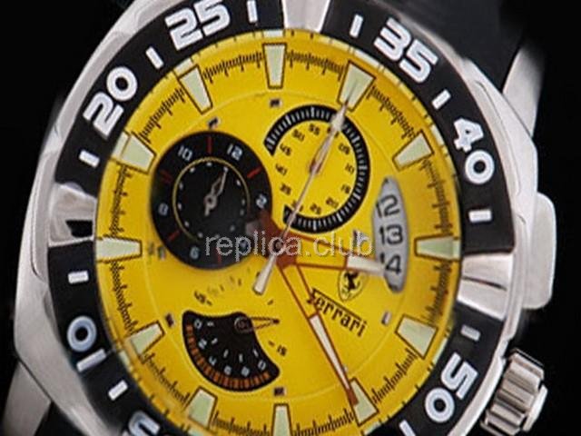 Replica Ferrari-Uhr Chronograph Arbeitsgruppe Schwarz absolvierte Lünette und Zifferblatt Gelb-Small-Kalender und R - BWS0336
