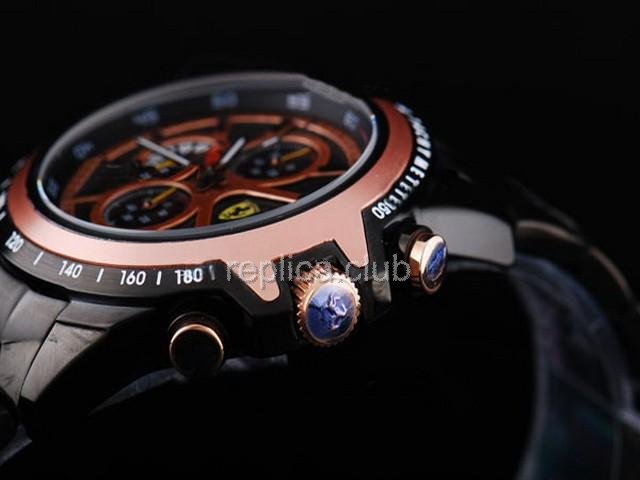 Ferrari Replica Uhr Arbeiten Chronograph mit Voll PVD Rose Gold Lünette und Zifferblatt schwarz-Small Calenda - BWS0344