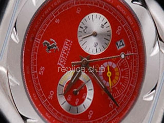 Réplique Ferrari Montre chronographe de travail complet Boîtier en acier inoxydable avec lunette et Blanc Red Dial-Sm - BWS0347