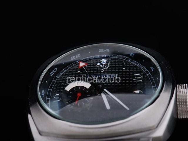 Replica Ferrari-Uhr GMT Automatik-Uhrwerk schwarzes Zifferblatt und schwarzem Lederarmband - BWS0352
