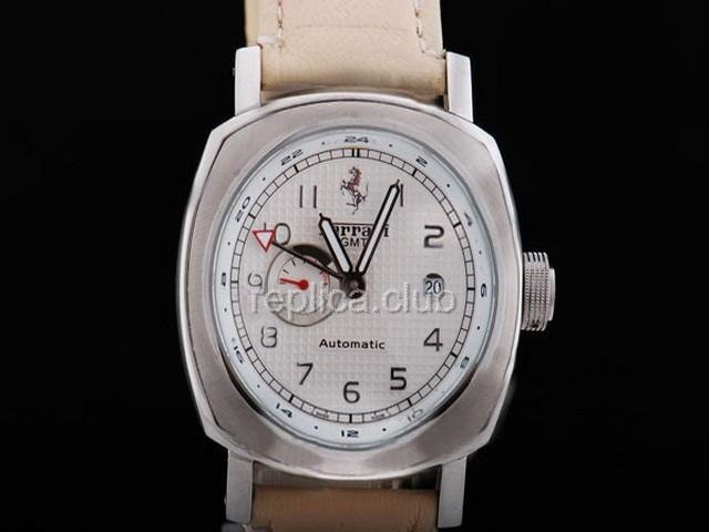 Réplique Ferrari Montre Mouvement Automatique GMT cadran blanc et bracelet en cuir - BWS0354