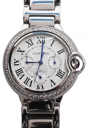 Balão Bleu de Cartier Cartier Datograph Diamonds Replica Watch, de tamanho médio