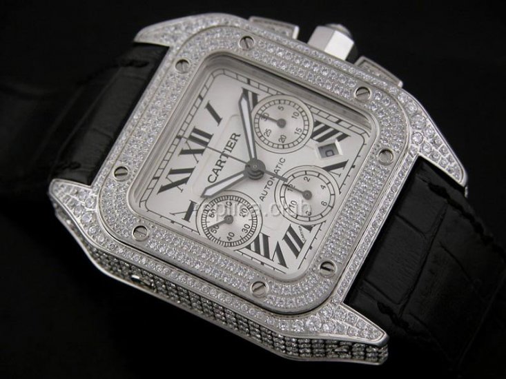 Cartier Santos 100 Chronograph réplica Diamonds Suíça